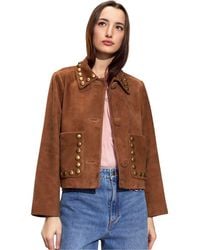 Cynthia Rowley - Studded Suede Cropped Jacket - Lyst