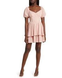 All In Favor - Crinkle Tiered Minidress In At Nordstrom, Size Medium - Lyst