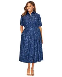Jessica London - Soft Denim Shirtdress - Lyst