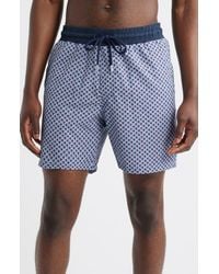Stone Rose - Geo Palm Print Swim Trunks - Lyst