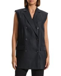 Theory - Double Breasted Linen Blend Blazer Vest - Lyst
