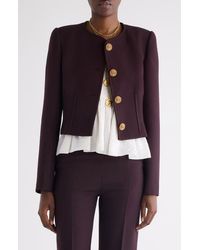 Chloé - Collarless Wool Crêpe Crop Jacket - Lyst