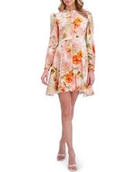 Ted Baker - Floral Embroidered Long Sleeve Linen Button-Up Minidress - Lyst