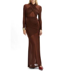 Bardot - Marice Wrap Long Sleeve Mesh Maxi Dress - Lyst