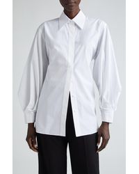 Lafayette 148 New York - Oversize Tie Back Cotton Poplin Button-up Shirt - Lyst