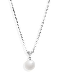 Mikimoto - Classic Diamond & Akoya Pearl Pendant Necklace - Lyst