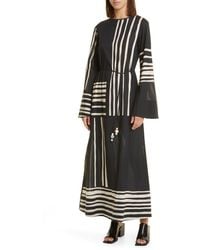 Sir. The Label - Linocut Stripe Long Sleeve Open Back Cotton Maxi Dress - Lyst