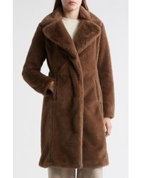 Via Spiga - Reefer Faux Fur Longline Coat - Lyst