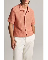 Vince - Crochet Cotton Short Sleeve Button-Up Shirt - Lyst