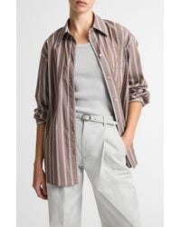 Vince - Striped Cotton-Blend Button-Front Shirt - Lyst