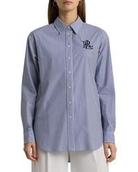 Ralph Lauren - Relaxed Fit Striped Stretch Cotton Shirt - Lyst