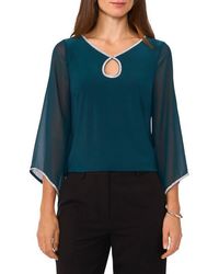 Chaus - Rhinestoe Keyhole Chiffon Sleeve Top - Lyst