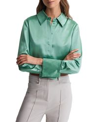 Reiss Haley Silk Button-up Shirt in Blue | Lyst | T-Shirts