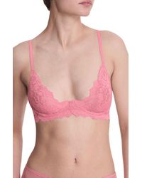 Natori - Peony Lace Plunge Unlined Underwire Bra - Lyst