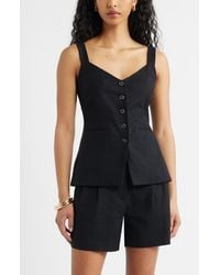 Open Edit - Button Front Linen Blend Tank - Lyst