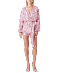Endless Rose - Long Sleeve Sequin Romper - Lyst