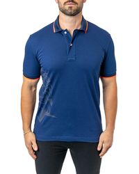 Maceoo - Mozarttokyo Tipped Navy Graphic Polo - Lyst