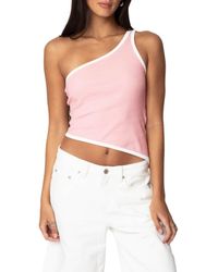 Edikted - Asymmetric One-Shoulder Rib Top - Lyst