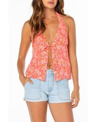 Roxy - Fairweather Split Front Halter Top - Lyst
