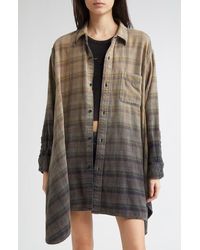 R13 - Draped Front Plaid Flannel Button-Up Shirt - Lyst