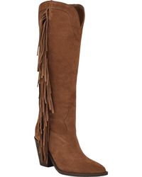 Guess - Sashle Western Fringe Knee High Heeled Boots - Lyst