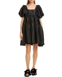 Cecile Bahnsen Ami Velvet Bow Faille Babydoll Minidress - Black