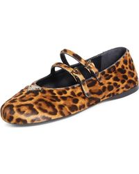 Prada - Double Strap Genuine Calf Hair Mary Jane Flat - Lyst