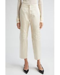BITE STUDIOS - Cheval Floral Embroidered Crop Satin Straight Leg Pants - Lyst