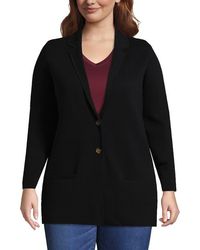 Lands' End - Fine Gauge Cotton Button Front Blazer Sweater - Lyst