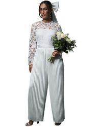 Coast - Lisa Tan Lace Top Wide Leg Jumpsuit - Lyst