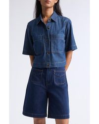 Veronica Beard - Spruce Cotton & Silk Blend Denim Button-Up Top - Lyst