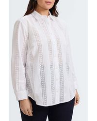 Foxcroft - Zoey Mixed Stitch Cotton Button-Up Shirt - Lyst