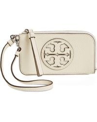 Tory Burch - Miller Top Zip Leather Card Case - Lyst