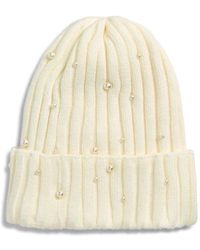 Tasha - Faux Pearl Stud Beanie - Lyst