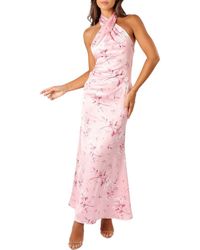 Petal & Pup - Mila Floral Print Halter Dress - Lyst