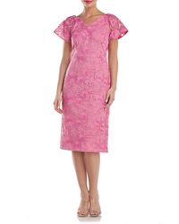 JS Collections - Natasha Embroidered Flutter Sleeve Cocktail Dress - Lyst