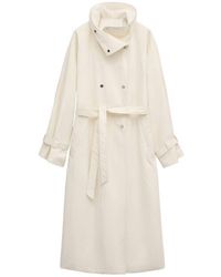 Mango - Funnel Neck Oversize Cotton Blend Trench Coat - Lyst