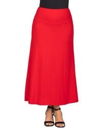 24seven Comfort Apparel - Elastic Waist Maxi Skirt - Lyst