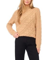 Halogen® - Diagonal Cable Mock Neck Sweater - Lyst