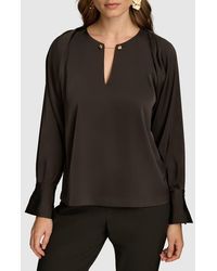Donna Karan - Chain Long Sleeve Crepe Top - Lyst