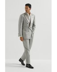 Brunello Cucinelli - Cashmere And Silk Lightweight Flannel Tuxedo One-And-A-Half Breasted Jacket And Trousers With Double Pleats And Waist Tabs In - Lyst