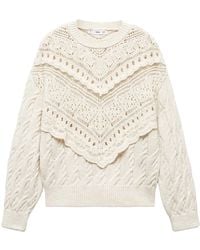 Mango - Openwork Lace Cable Stitch Sweater - Lyst