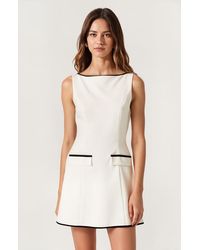 Modenaire - Sleeveless A-Line Mini Tunic Dress With Contrast Trim And Front Welt Pockets - Lyst
