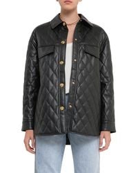 Grey Lab - Oversize Quilted Faux Leather Jacket - Lyst