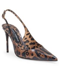 Dolce & Gabbana - Leopard Print Pointed Toe Slingback Pump - Lyst