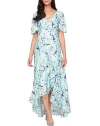 Alex Evenings - Floral High-Low Chiffon Gown - Lyst