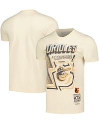 Men's Mitchell & Ness Cream Baltimore Orioles Cooperstown Collection Sidewalk Sketch T-Shirt Size: Medium