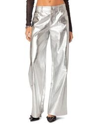 Edikted - Kim Metallic Faux Leather Pants - Lyst