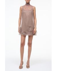 STAUD - Albee Feather Puff Sleeveless Minidress - Lyst