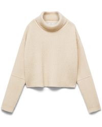 Mango - Tappeito Turtleneck Cotton & Wool Rib Sweater - Lyst